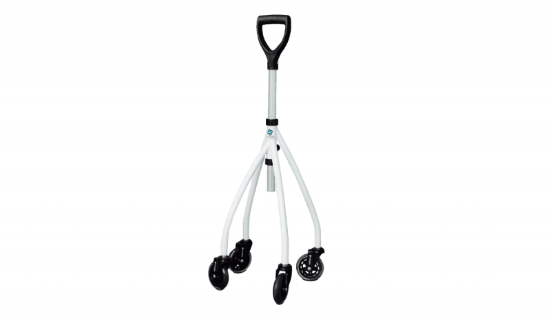 Wheeleo, canne quadripode à roulettes
